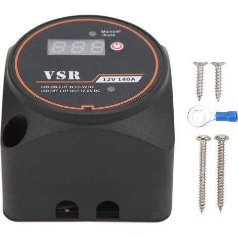Relé sensible a la tensión, aislador inteligente de doble batería de 12 V 140 A, relé sensible a la tensión IP67 resistente al agua con pantalla para ATV, UTV y RV. (1/5)