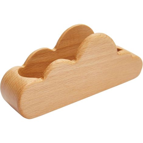 Porte-cartes de visite de bureau, motif nuage, présentoir en bois, monobloc, 1 pièce, L 11,5 cm x l 2,8 cm x H 5 cm (1/5)