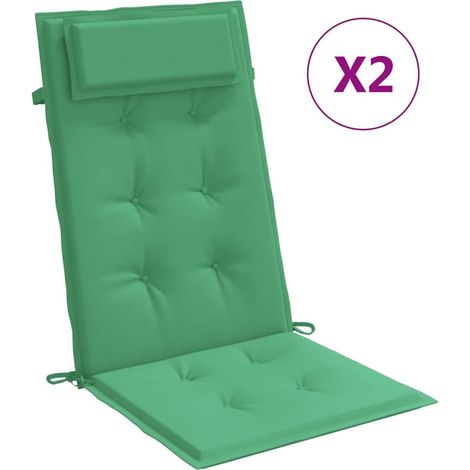 Coussins de chaise à dossier haut lot de 2 vert tissu oxford (1/5)
