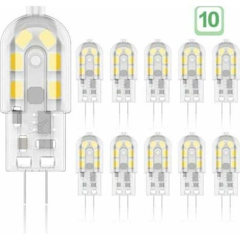 Tigrezy - G4 2W LED-Lampe, entspricht 20W Halogenlampen, warmweiß 3000K 200lm 12 x SMD 12V AC/DC - 10er-Pack [Energieklasse A+]