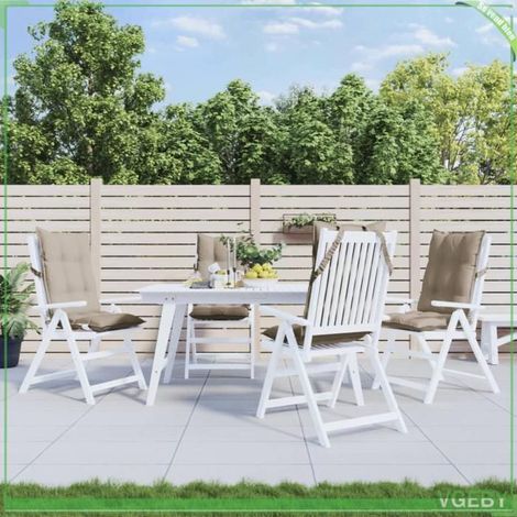 377627 Coussins de chaise à dossier haut lot de 4 taupe tissu oxford (1/5)