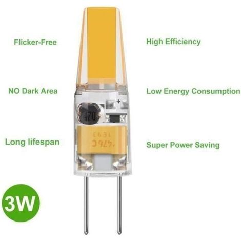 Ampoule LED G4 3W 12V - Blanc Chaud 3000K - Lot de 10