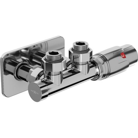 Mexen G00 conjunto termostático angular con embellecedor S, Duplex, DN50, cromo - W907-900-910-01 (1/3)