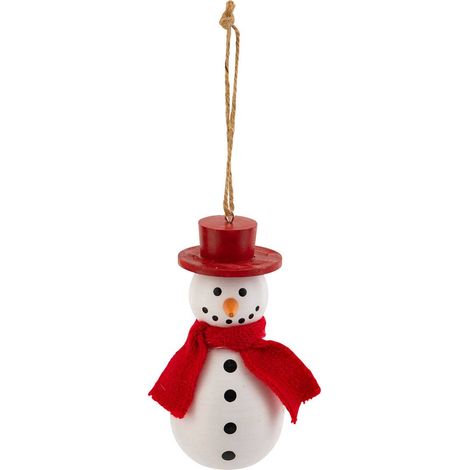 Soggetto pupazzo di neve sciarpa legno h.10cm bianco - Atmosphera créateur d'intérieur
