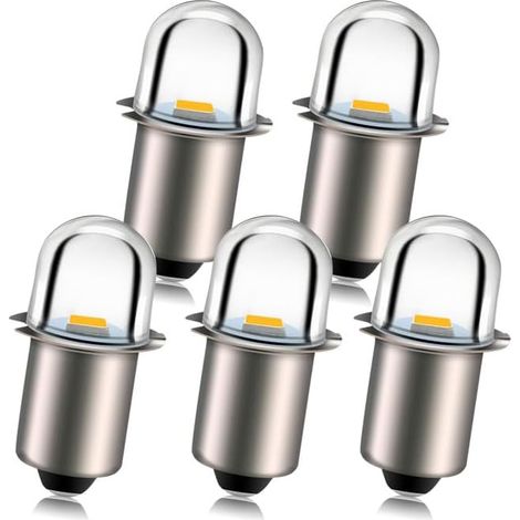 Upgrade Ampoules de lampe de poche LED P13.5S Prise de base Ampoules LED blanc chaud 4.5V Remplacement pour lampes de torche de lampe de poche de phare, sans polarité (lot de 5) (1/5)