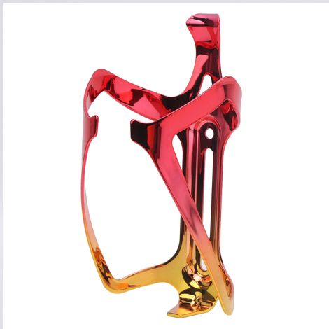 Flaschenhalter aus Aluminiumlegierung für Mountainbikes, sichere Flaschenbefestigung, Rot/Gold (1/5)
