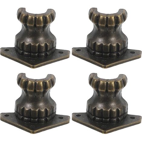 Quatre pieds en métal vintage avec des accents vert olive, adaptés aux meubles, boîtes à bijoux et coffres en bois – supports robustes en alliage avec coins de protection. (1/5)