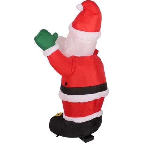 Décoration gonflable de Noël 4 pieds en fibre de polyester Blow Up Père tenant un cadeau pour Noël en plein air jardin pelouse cour fête prise UE 220 V (1/5)