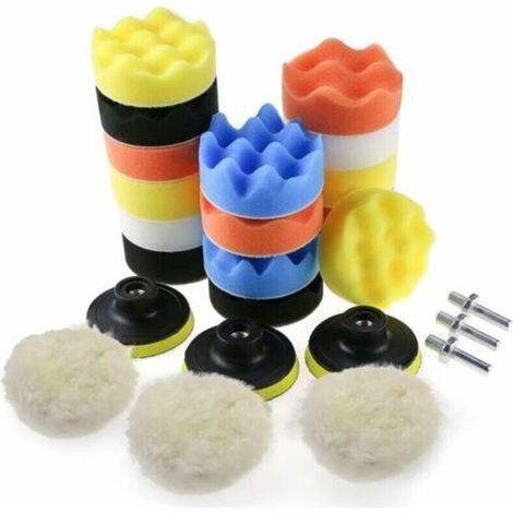 Éponge de polissage pour voiture, lot de 25 disques en laine + adaptateur, accessoires compatibles avec machines à polir (1/5)
