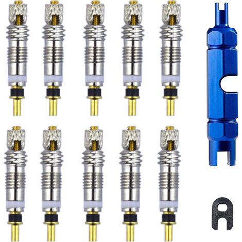 Kit de 12 adaptateurs pour valves françaises, un outil de réparation pour vélos tubeless, compatible avec la plupart des obus de valve français.