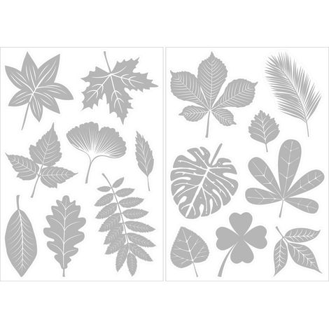 Decal Fenêtre - Protection Oiseaux - Design Vitre Dépoli Réfléchissant - Forme Feuille - Pour Portes Coulissantes et Baies Vitrées - Lot de 12 (1/5)