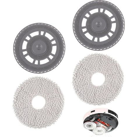 Ensemble de remplacement de chiffon et de support de balai (2 + 2 pièces) pour Dreame L10s Pro Ultra Heat/L10s Ultra Gen2/X40 Ultra/X40 Master/L40 Ultra de rechange pour balai robot aspirateur (1/5)
