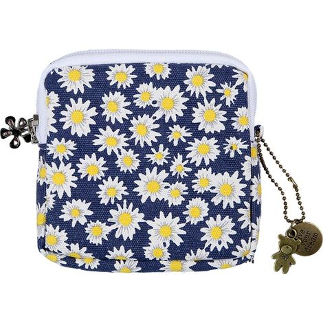Pochette de rangement zippée mignonne pour serviettes hygiéniques, mini, pour filles et femmes, bleue (1/5)