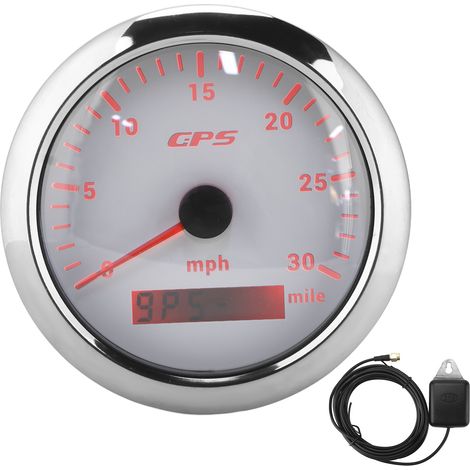 3.3in GPS Speedometer 0‑30MPH/H Speed Gauge Colorful Backlight IP67 Waterproof for Car RV Boat YachtWhite Dial (1/5)