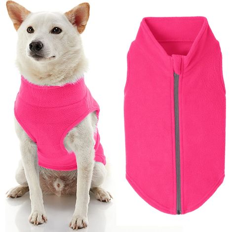 Chandail en Polaire à Fermeture éclair pour Chien – Rose, Taille 2XL – Veste Chaude en Polaire sans Anneau et Laisse – Pull d'hiver pour Petit Chien – Vêtements pour Chiens de Petite Taille (1/5)