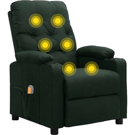 Sillón de masaje de tela verde oscuro