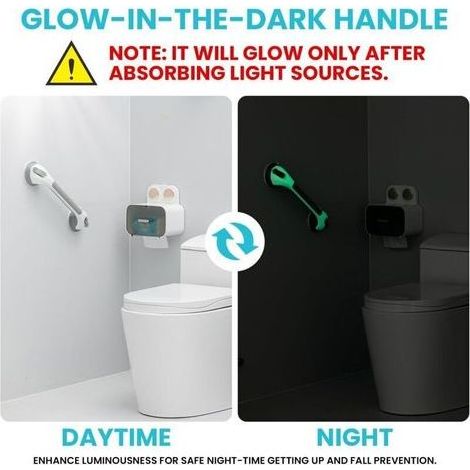 Poignée Ventouse pour Salle de Bain, 43 CM Barres d'appui de Douche Forte Prise pour Handicapés, Seniors, Blessés, Support jusqu'à 109 KG sans Perçage et Amovible, Sécurité Poignée Douche - Gris (1/3)