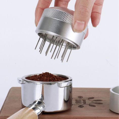 Kaffeepulverbehälter aus Edelstahl mit Sockel, Kaffeepulverbehälter für 51-mm-Handstück. (1/5)