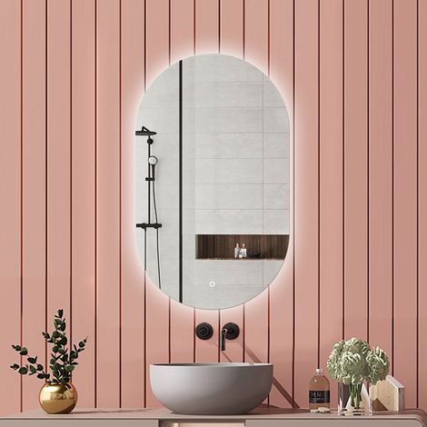 Miroir lumineux Ovale 60x100cm avec Dimmable, Miroir salle de bain CE IP44