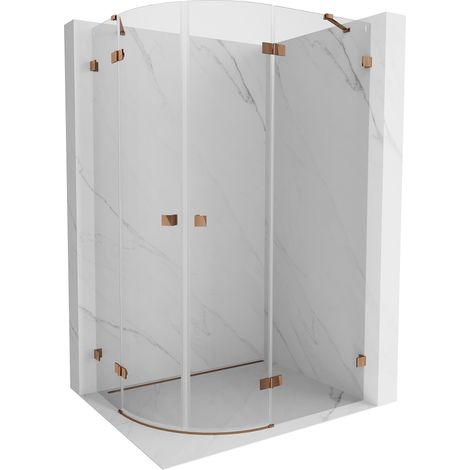 Mexen Lunar Duschkabine halbkreisförmig schwenkbar rechts 90 x 80 cm, transparent, Roségold - 833-090P-080L-60-00 (1/5)