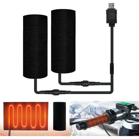 Puños calefactables para motocicleta, 5 V, con alimentación USB, 6 niveles de temperatura y memoria, IP67 a prueba de agua, para ATV