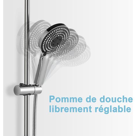 Barre de douche 40 cm, support de douche 26 à 40 cm avec support de pommeau de douche, barre de douche de rechange, chromée (1/3)