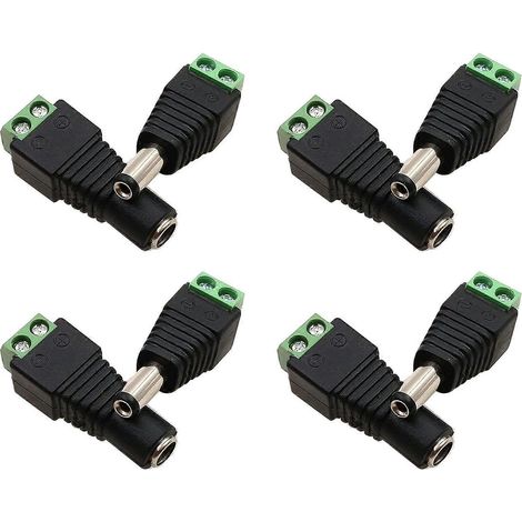 Lot de 4 connecteurs d'alimentation CC mâles et femelles 5,5 mm et 2,1 mm, adaptateurs 12 V. (1/5)