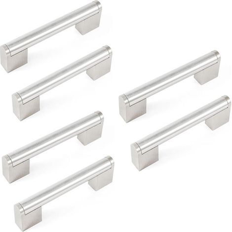 Moderne europäische Schubladengriffe – 96 mm Lochabstand – Ideal für Schränke und Küchenmöbel – Gebürstete Oberfläche – 6er-Set (1/5)