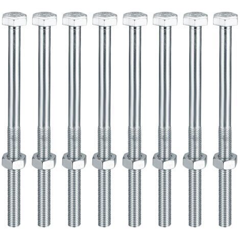 QORVA-8 boulons et écrous M10, boulons hexagonaux M10 x 160 mm avec écrous, vis à métaux, vis hexagonales en acier inoxydable (1/4)