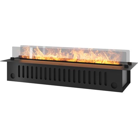 Camino a Vapore Elettrico da Incasso 120x48,5x33 cm Invapo Insert con Ricarica Automatica e LED RGB Nero