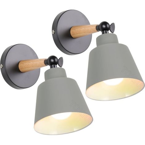 2 Packs Appliques Murales Vintages Industrielles Plafonniers Luminaires E27 en Métal Réglable Lampe Murale Interieur Rétro pour Chambre Cuisine  (pas d'interrupteur, Gris) [Classe énergétique A] (1/5)