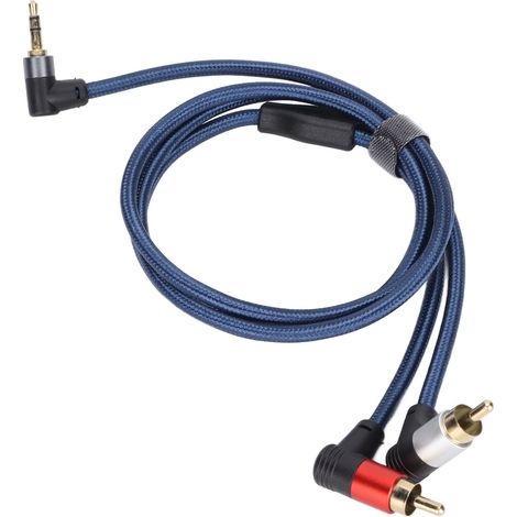 3,5-mm-Klinkenstecker auf 2 Cinch-Stecker-Adapter, nylonummanteltes AUX-Cinch-Y-Kabel für Smartphones, MP3-Player, Tablets und Lautsprecher (1/5)