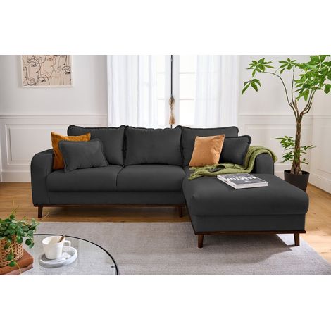 Albane - 4-sitzer ecksofa rechts - cord - dunkelgrau (1/5)