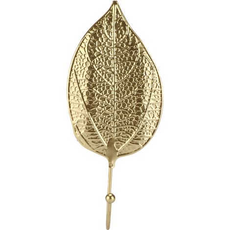 Crochet métallique créatif mini cintre en forme de feuille dorée fonctionnel et élégant pratique pour porte de placard (7,8 x 18,9 x 4,5 cm) (1/5)