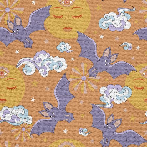Telas decorativas para exteriores estilo oxford - motivo de murciélago y luna llena (1/5)