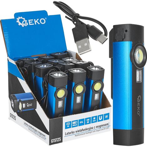 Torcia multifunzione con magnete + LED UV COB 5W 2000mAh 300lm IP54 - confezione espositiva (12/96) (1/5)