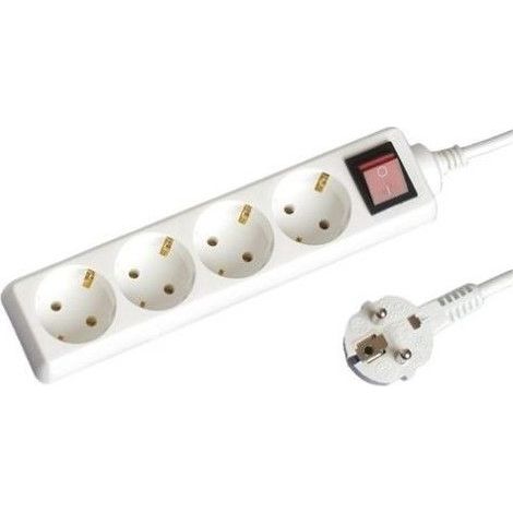 Base multiple 4 prises avec interrupteur de 1,5 m de câble blanc 3x1 mm GSC 0000003