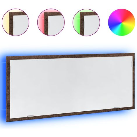 Miroir de salle de bain à LED chêne marron bois d'ingénierie