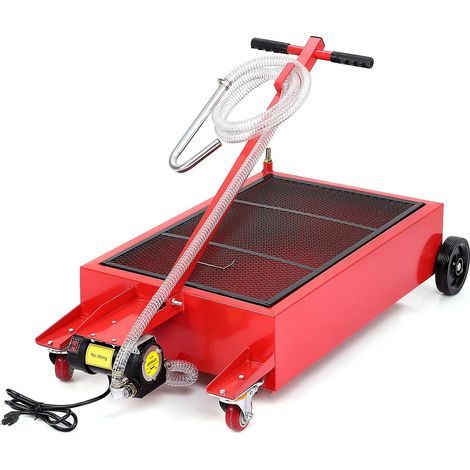 Bac de vidange d'huile profil bas 20 gallons avec pompe électrique 110V, flexible 2,4m, poignée pliante, roulettes – Pour camions, bus, SUV, atelier – 20 gallons (1/5)