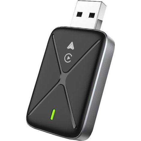Adaptateur Voiture USB vers Bluetooth CarPlay Android Auto 2-en-1 Convertisseur Sans Fil pour Véhicule Compatible iOS Android Noir (1/5)