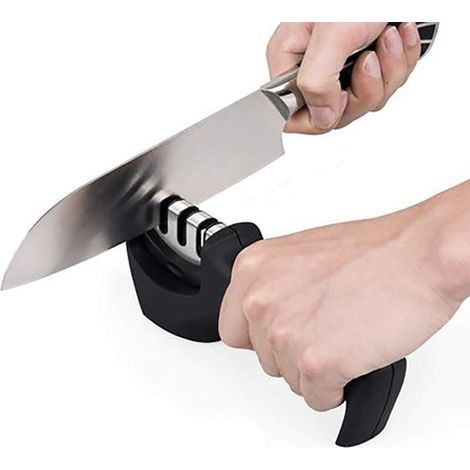 Affilacoltelli antiscivolo, affilacoltelli, affilatura coltelli, affilacoltelli, accessorio per coltelli da cucina, 3 impostazioni, affilaforbici, affilacoltelli, coltelli (1/5)