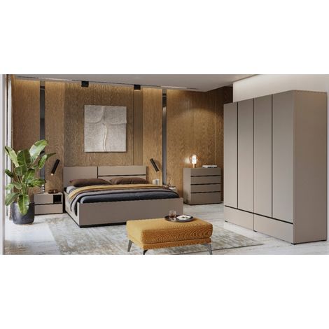 Chambre complète CROSS Taupe 160x200 cm - avec armoire
