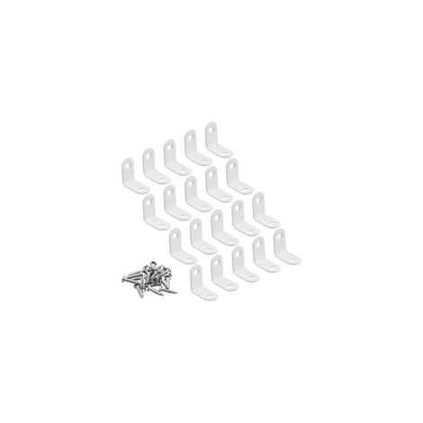 Juego de 20 escuadras en forma de L (30 mm x 30 mm) para muebles de madera, conectores para mesas y sillas blancas. (1/4)