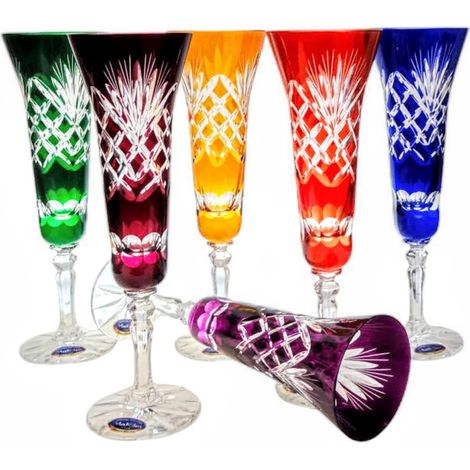 Verres à champagne en cristal coloré 170 ml Ananas (1/5)