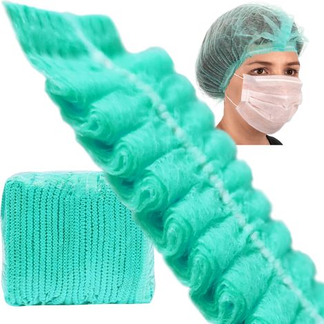 Gorro desechable verde con clip, no tejido, 12 g, 100 unidades. (1/5)