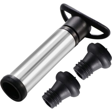 Kit vide vin 3 pièces, 2 bouchons, pompe 15cm, inox/ABS (1/5)