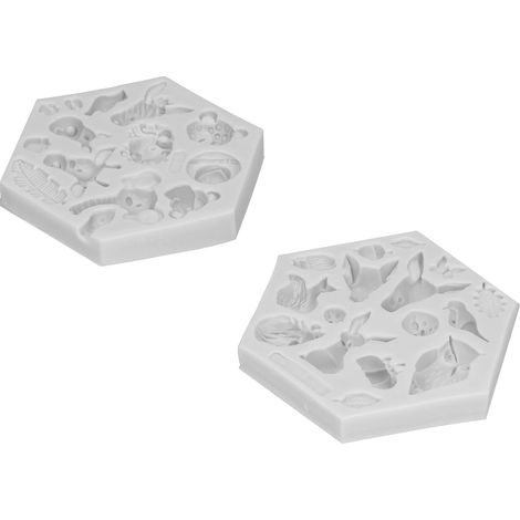 2-teilige Silikonform mit Tiermotiv, Backform für Schokolade, Seife, Fondant, Kuchen, grau (1/5)
