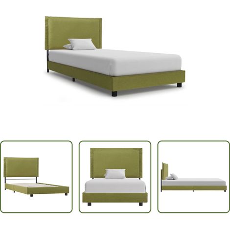 Cadre de lit vert - Cadre de lit sans matelas vert tissu 90x200 cm (1/5)