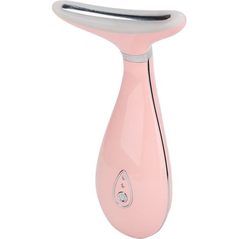 Appareil de beauté visage et cou anti-âge, massage vibrant liftant et raffermissant, lumière LED couleur, élimination des rides, rose, soin à domicile (1/5)