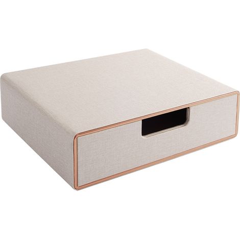 Aufbewahrungsbox aus PU-Leder und MDF für Dokumente und Bürobedarf, Schreibtisch-Organizer, Bürosekretär – Aufbewahrungssystem aus Faserplatte und Papier, beige. (1/3)